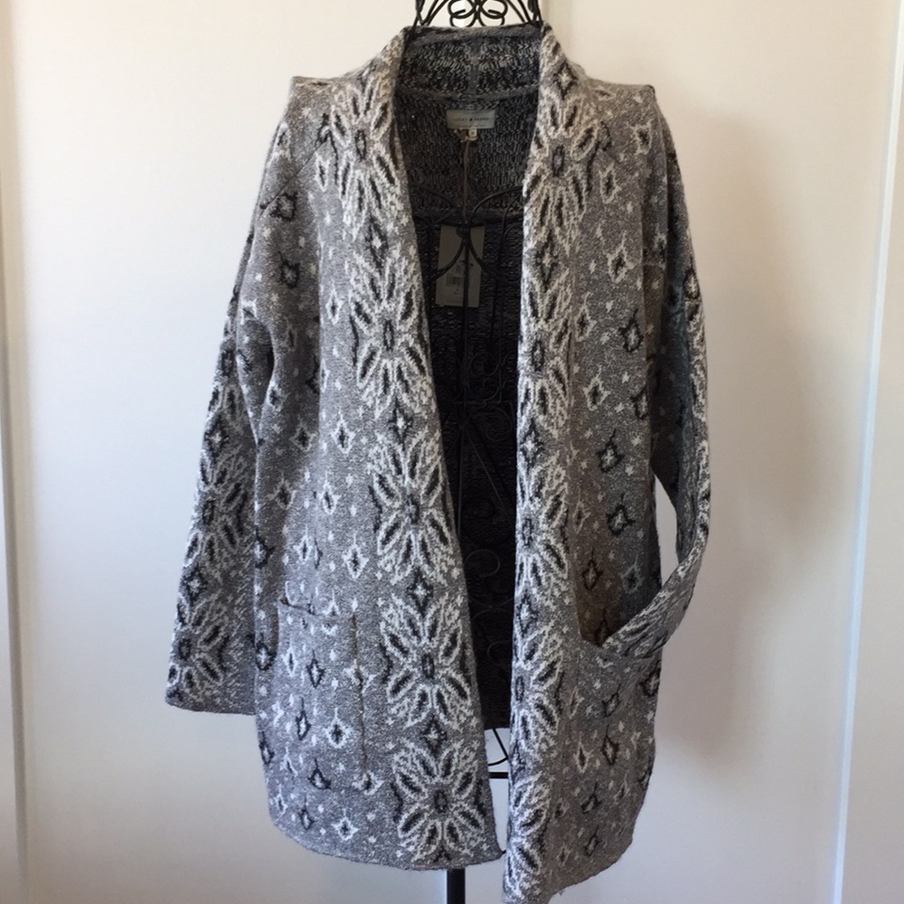 Lucky Brand Gray and White Sweater Cardigan